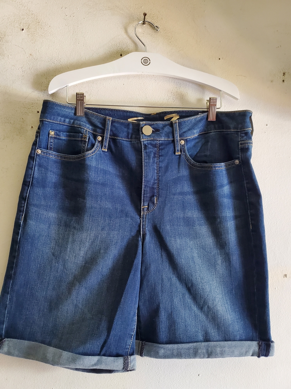 Seven 7 Women's Dark Blue Denim Bermuda Shorts